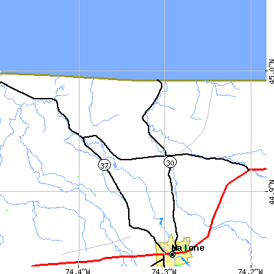 Zip code 12926 close-up map