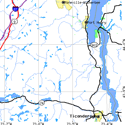 Zip code 12928 close-up map