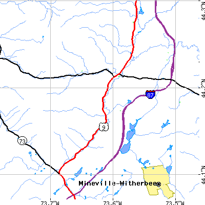 Zip code 12932 close-up map