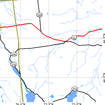 Zip code 12934 close-up map