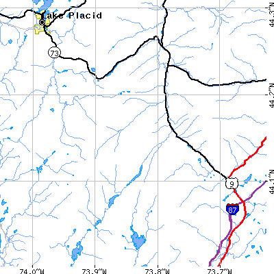 Zip code 12943 close-up map
