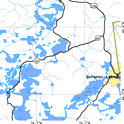 Zip code 12945 close-up map