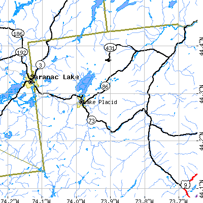 Zip code 12946 close-up map