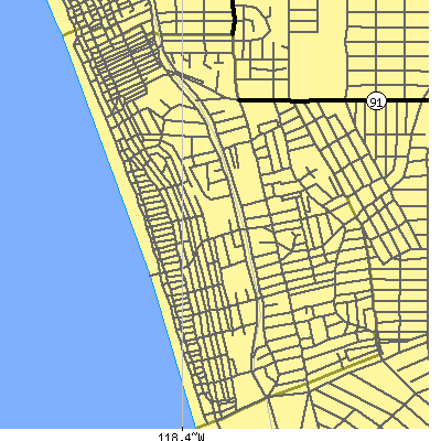 Zip code 90254 close-up map