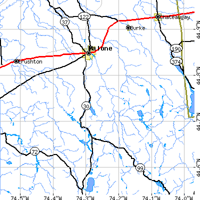 Zip code 12953 close-up map