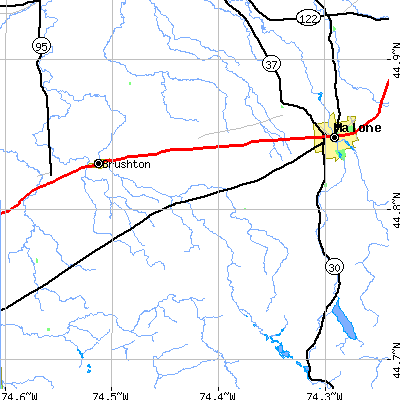 Zip code 12966 close-up map