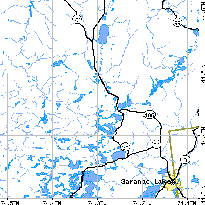 Zip code 12970 close-up map