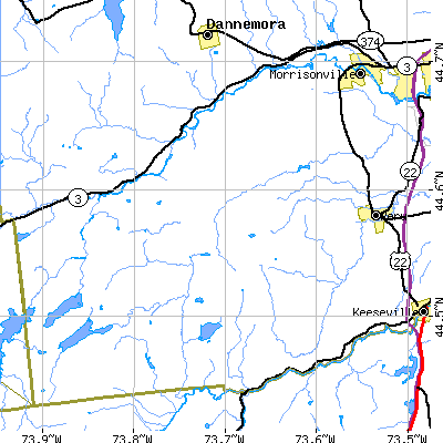 Zip code 12985 close-up map