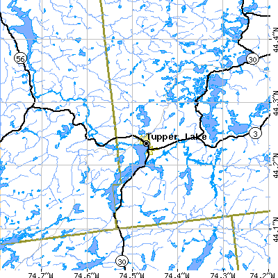 Zip code 12986 close-up map