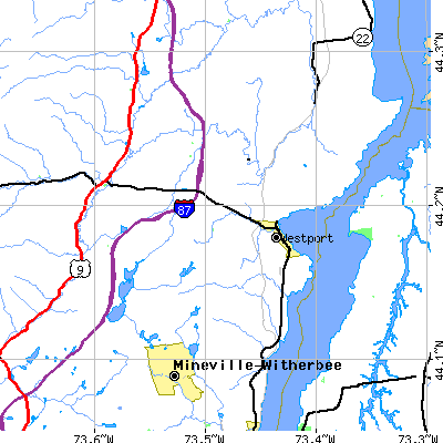 Zip code 12993 close-up map