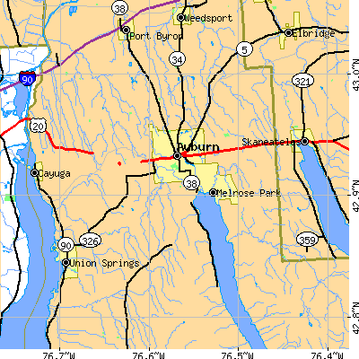 Zip code 13021 close-up map