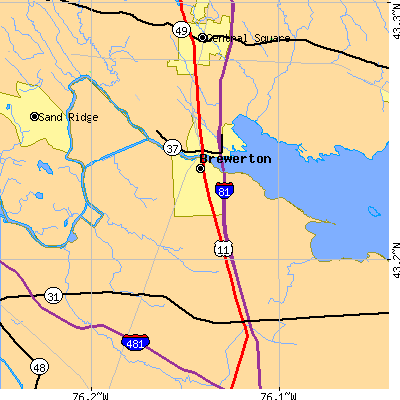 Zip code 13029 close-up map