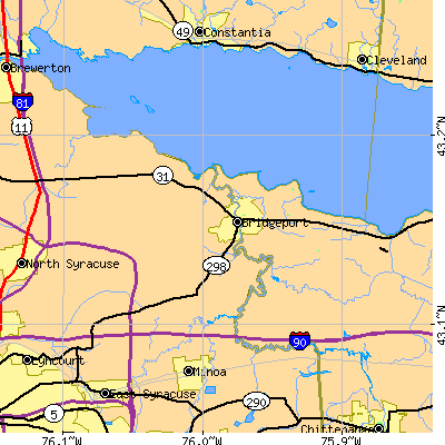 Zip code 13030 close-up map