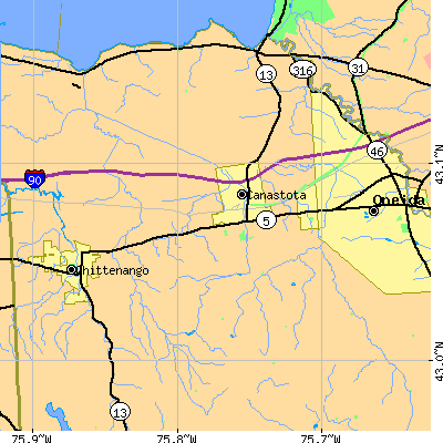 Zip code 13032 close-up map