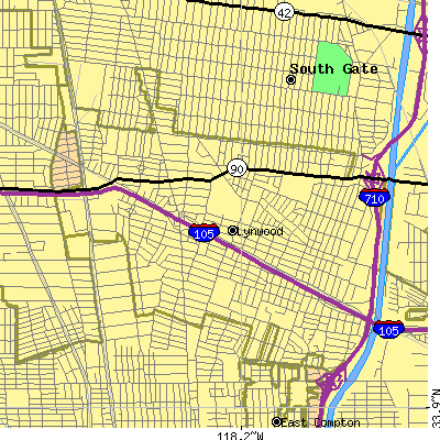 Zip code 90262 close-up map