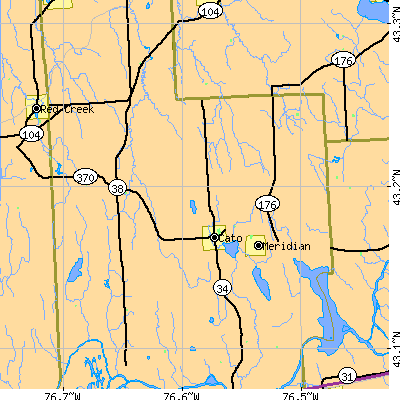 Zip code 13033 close-up map