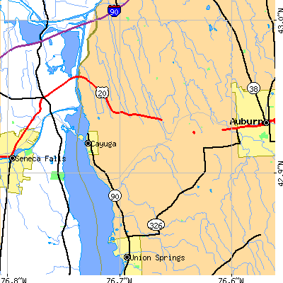 Zip code 13034 close-up map