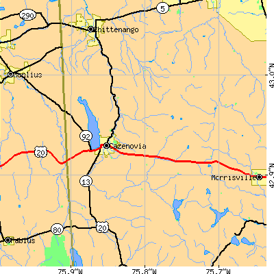 Zip code 13035 close-up map