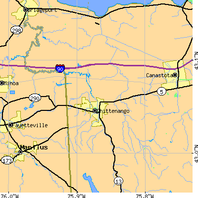Zip code 13037 close-up map