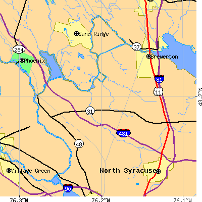 Zip code 13041 close-up map