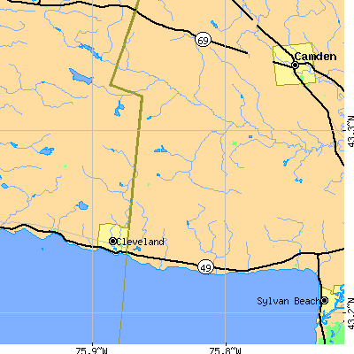 Zip code 13042 close-up map