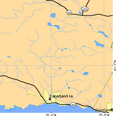 Zip code 13044 close-up map