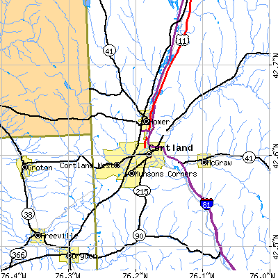 Zip code 13045 close-up map