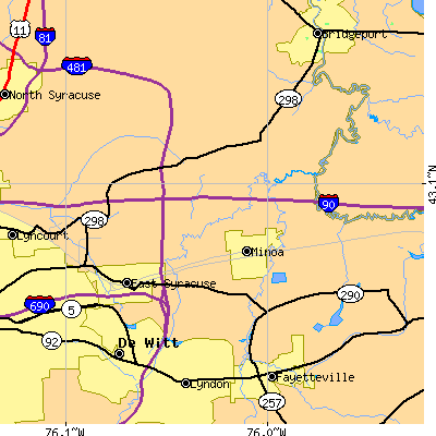 Zip code 13057 close-up map