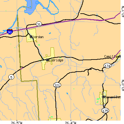 Zip code 13060 close-up map