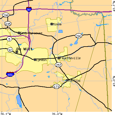Zip code 13066 close-up map