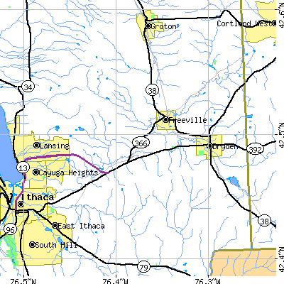 Zip code 13068 close-up map