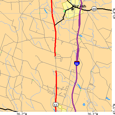Zip code 13076 close-up map