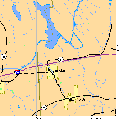 Zip code 13080 close-up map