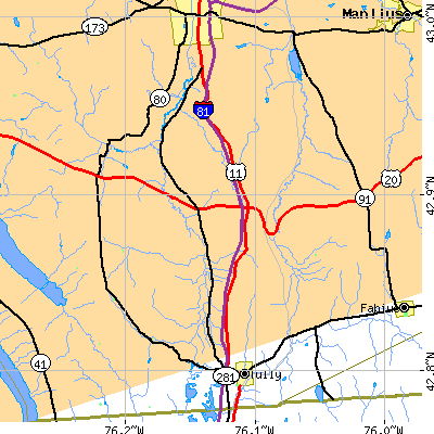 Zip code 13084 close-up map