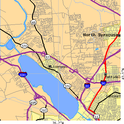 Zip code 13088 close-up map