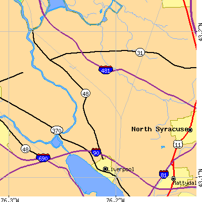 Zip code 13090 close-up map