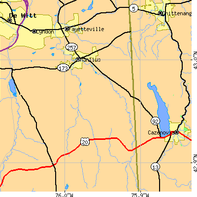 Zip code 13104 close-up map