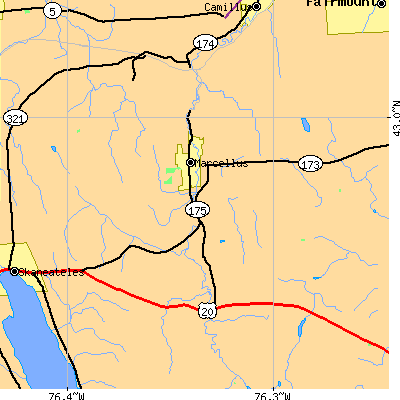 Zip code 13108 close-up map
