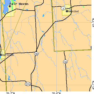 Zip code 13111 close-up map