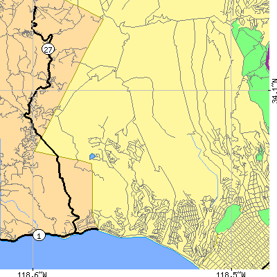 Zip code 90272 close-up map