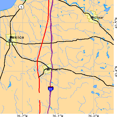 Zip code 13131 close-up map