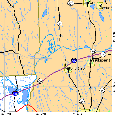 Zip code 13140 close-up map