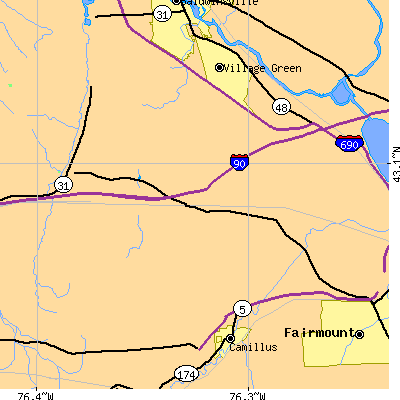 Zip code 13164 close-up map