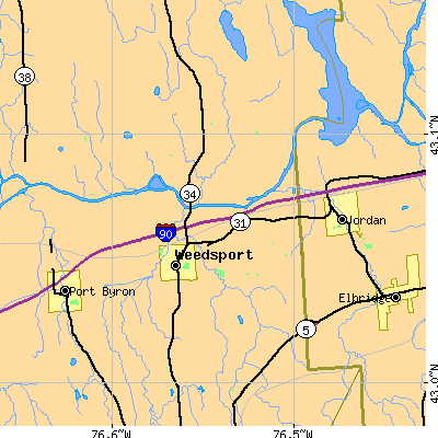 Zip code 13166 close-up map