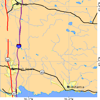 Zip code 13167 close-up map