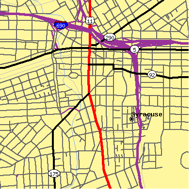 Zip code 13202 close-up map