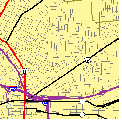 Zip code 13203 close-up map