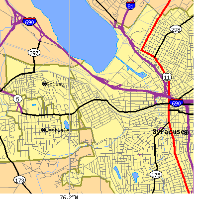 Zip code 13204 close-up map