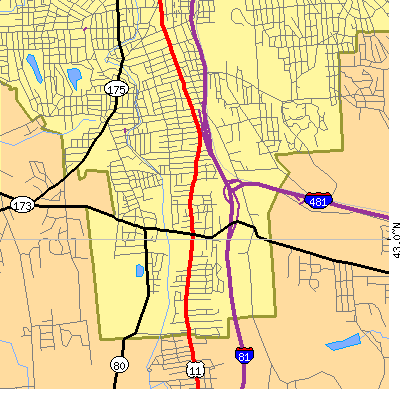 Zip code 13205 close-up map