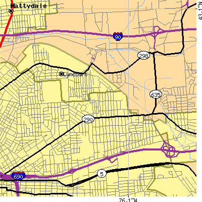 Zip code 13206 close-up map